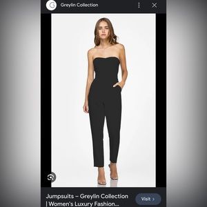 Greylin for Anthropologie black strapless jumpsuit with pockets Size S